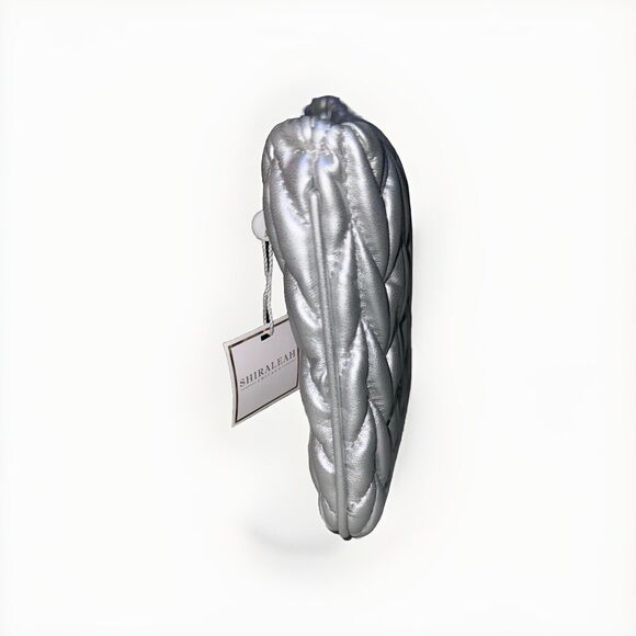 Shiraleah Jody Zip Pouch Silver Clutch Purse Bag Strapless Inner Pockets NWT - Picture 8 of 11